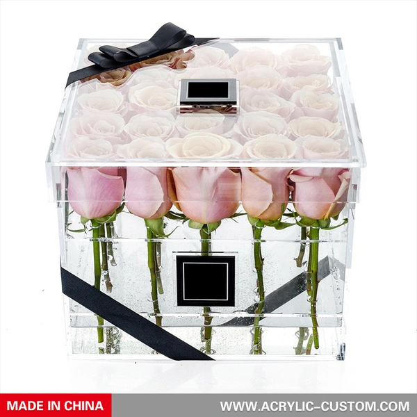 クリア25穴ブルームボックス花アクリルローズボックス卸売