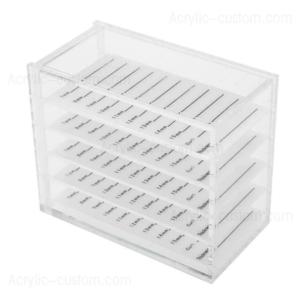 caja de almacenamiento de pestañas transparente con azulejos, organizador de extensiones de pestañas