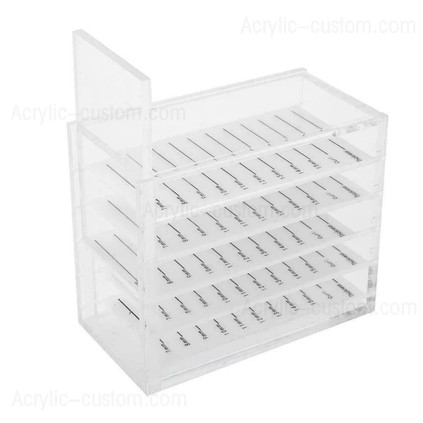 caja de almacenamiento de pestañas transparente con azulejos, organizador de extensiones de pestañas