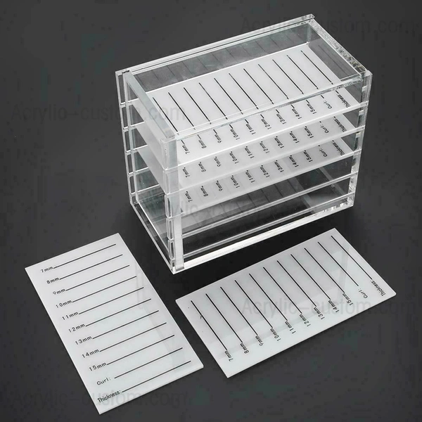 caja de almacenamiento de pestañas transparente con azulejos, organizador de extensiones de pestañas