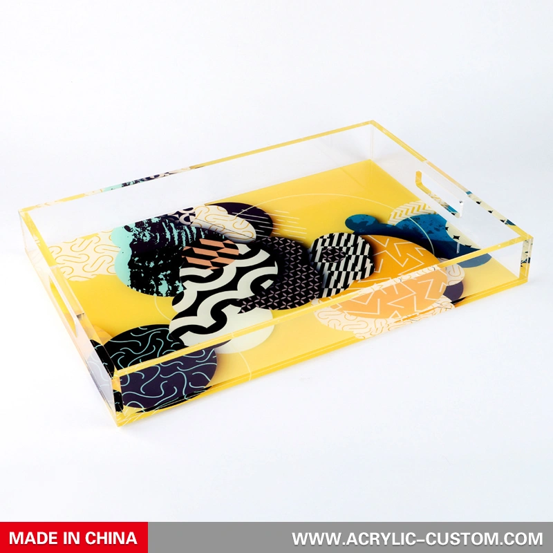 Cheap Acrylic Tray, Ottoman Serving Tray with Handle