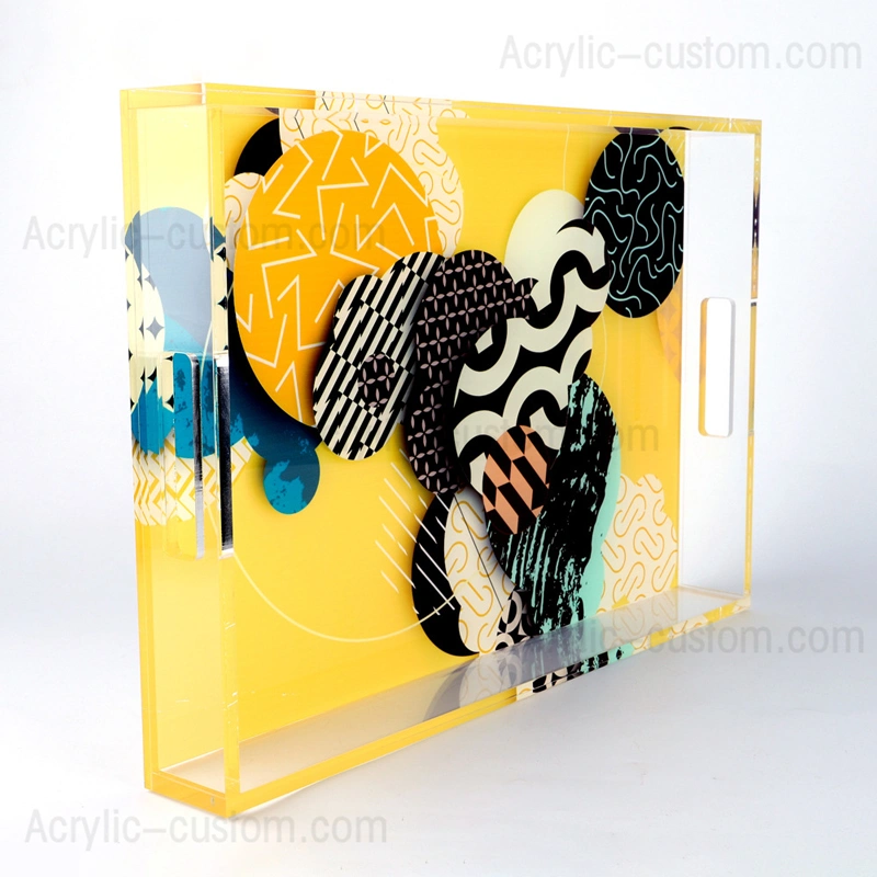 Cheap Acrylic Tray, Ottoman Serving Tray with Handle