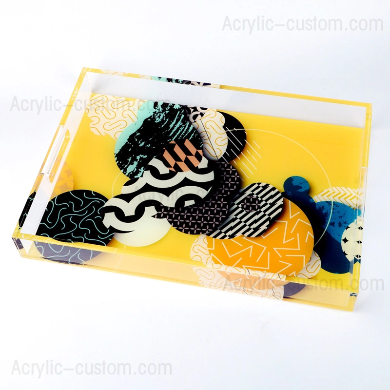 Cheap Acrylic Tray, Ottoman Serving Tray with Handle