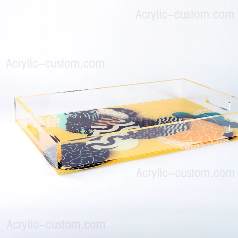 Cheap Acrylic Tray, Ottoman Serving Tray with Handle