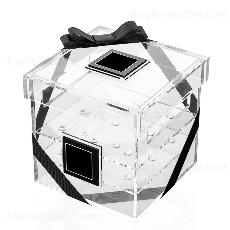 アクリル永遠の花箱、ふた付きアクリルバラ箱卸売 