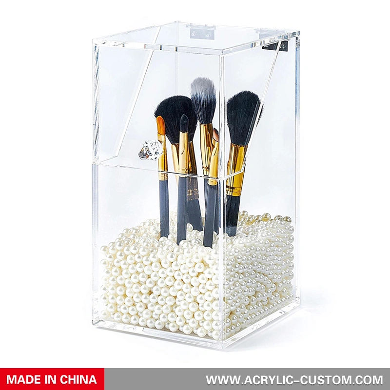 工場出荷時の価格アクリル化粧ブラシ ホルダー蓋付き化粧品オーガナイザー 