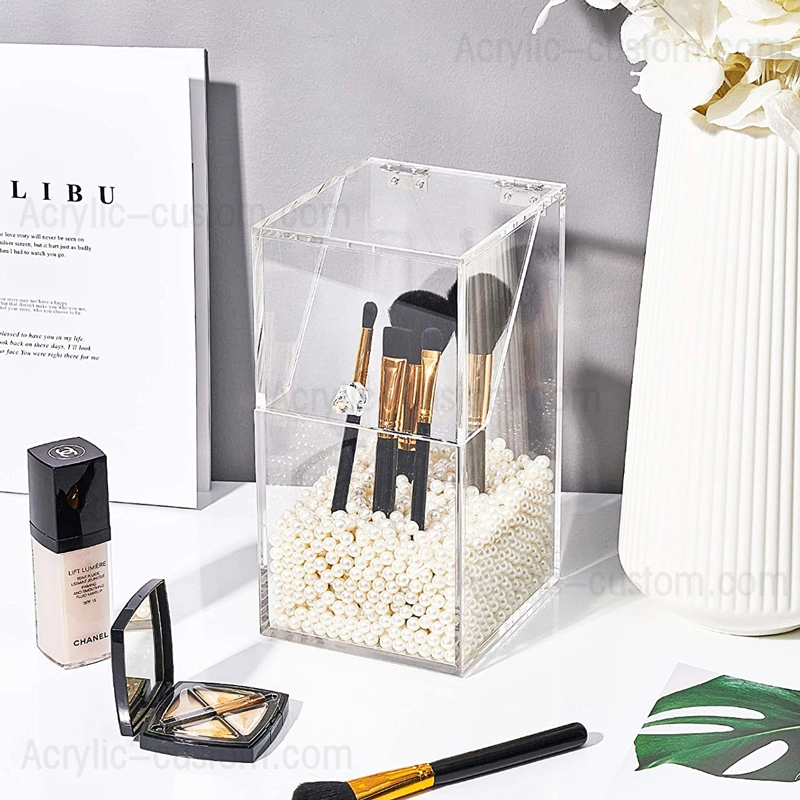 工場出荷時の価格アクリル化粧ブラシ ホルダー蓋付き化粧品オーガナイザー 