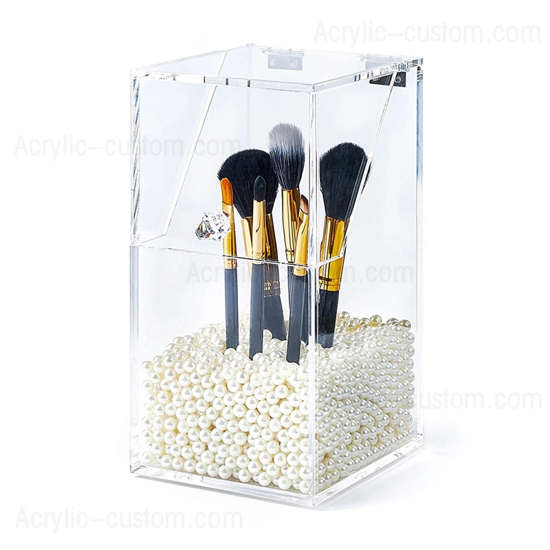 工場出荷時の価格アクリル化粧ブラシ ホルダー蓋付き化粧品オーガナイザー 
