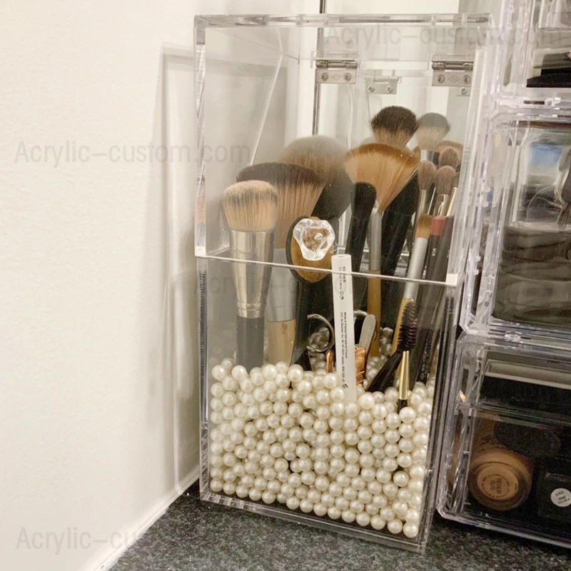 工場出荷時の価格アクリル化粧ブラシ ホルダー蓋付き化粧品オーガナイザー 