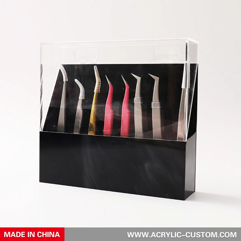 まつげエクステ用の黒い大理石のピンセット収納ホルダー 