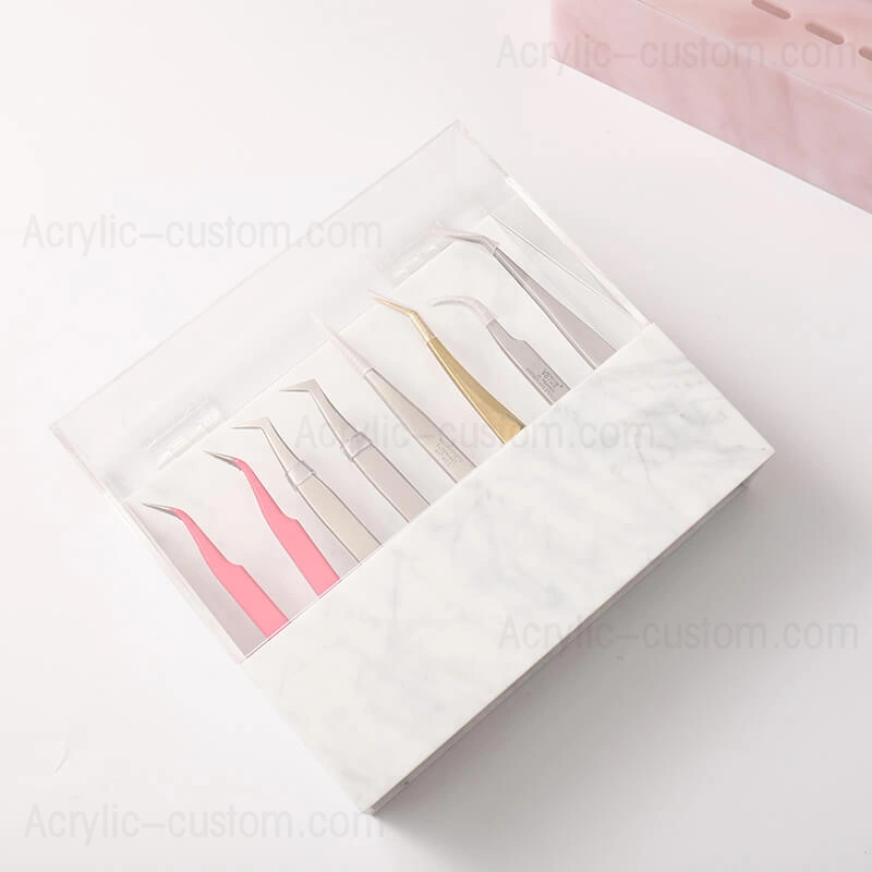 まつげエクステ用の黒い大理石のピンセット収納ホルダー 