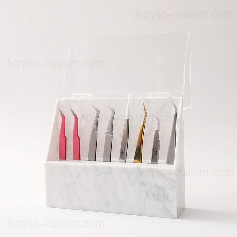 まつげエクステ用の黒い大理石のピンセット収納ホルダー 