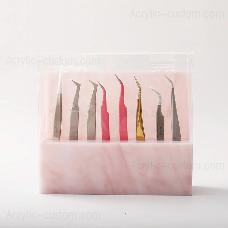 まつげエクステ用の黒い大理石のピンセット収納ホルダー 