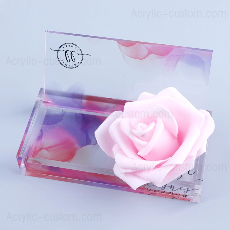 カスタムまつげ包装箱、まつげトレイ付きアクリル収納ボックス 