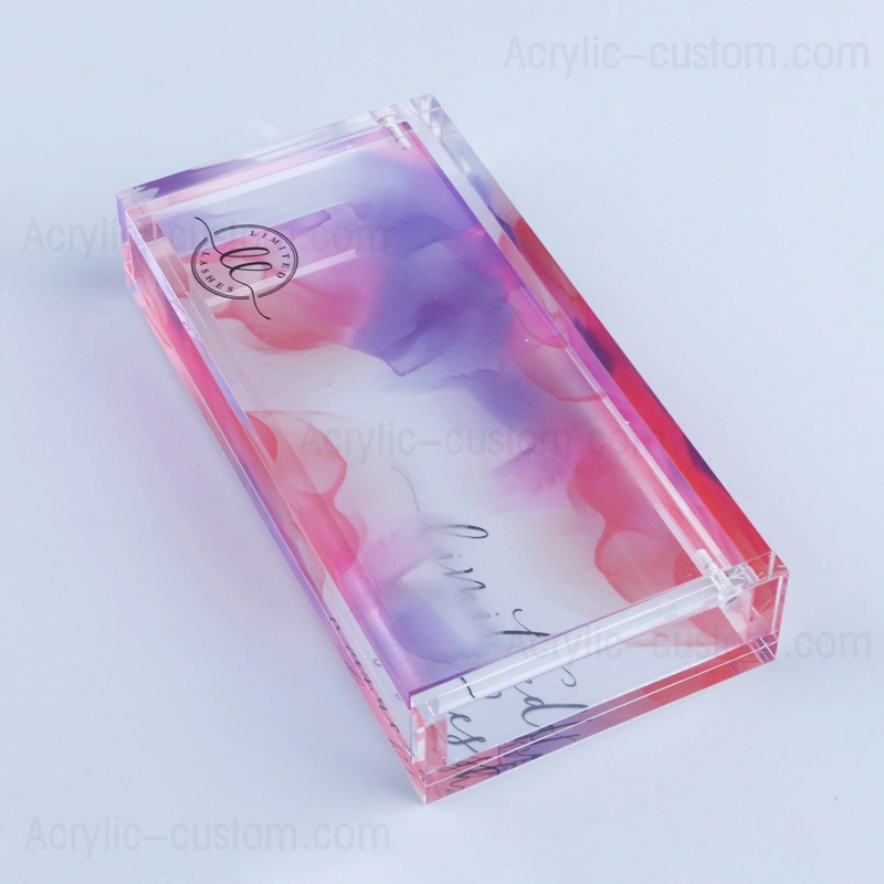 カスタムまつげ包装箱、まつげトレイ付きアクリル収納ボックス 
