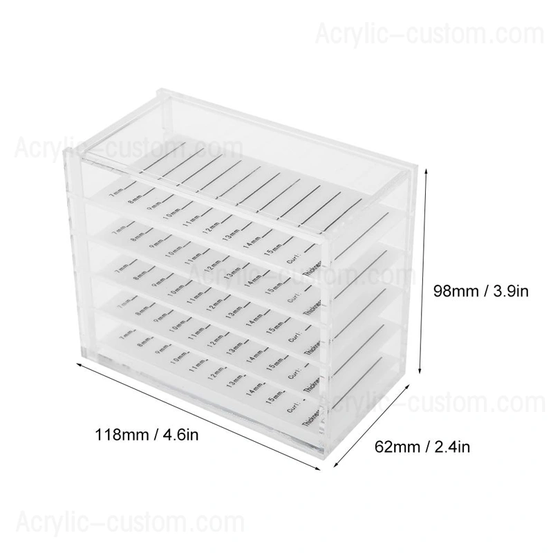 organisateur de plateau de cils, boîtes de rangement de cils transparentes avec tuiles 