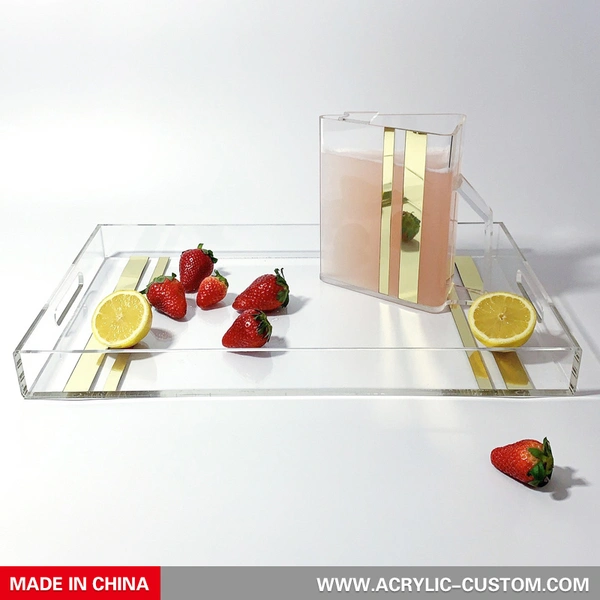 Factory Price Acrylic Tray, Clear Service Tray with Handle