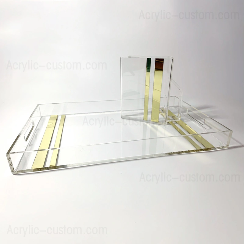 Factory Price Acrylic Tray, Clear Service Tray with Handle