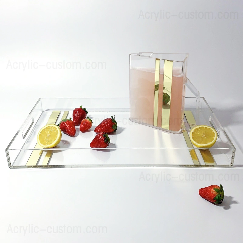 Factory Price Acrylic Tray, Clear Service Tray with Handle