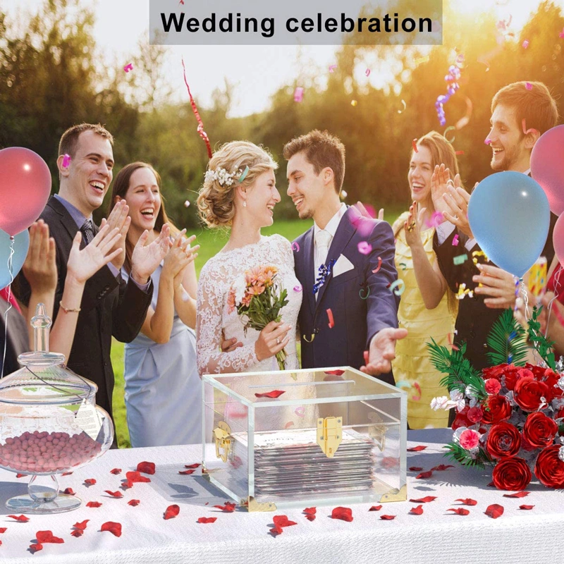 Acrylbox mit Schlitz, durchsichtige Kartenbox mit Schloss für Hochzeit