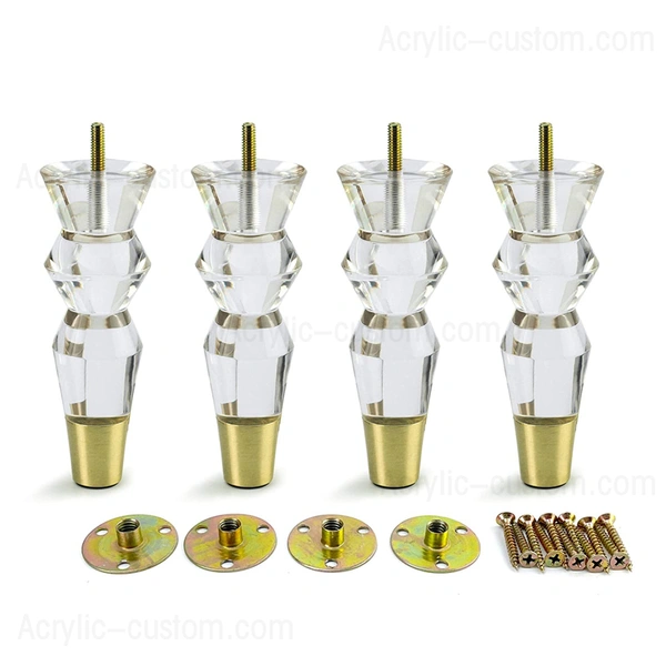 先細のアクリル家具の脚 モダンで透明な家具 ソファの足