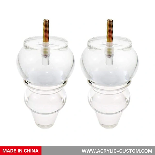 カスタムアクリルひょうたん形状の明確な家具の足 lucite の家具の足