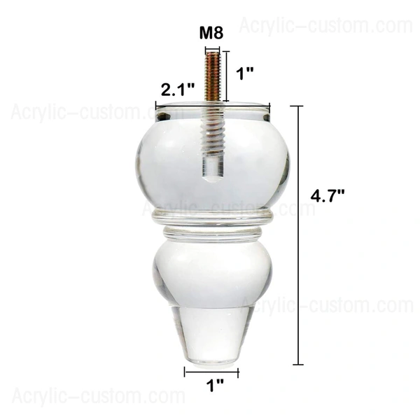 カスタムアクリルひょうたん形状の明確な家具の足 lucite の家具の足