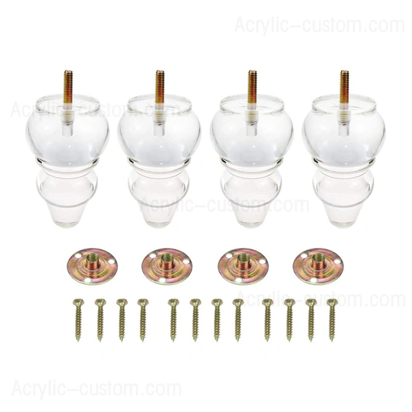 カスタムアクリルひょうたん形状の明確な家具の足 lucite の家具の足