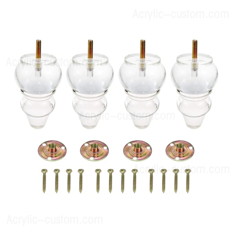 مخصص الاكريليك شكل القرع أرجل الأثاث واضحة أقدام الأثاث وسيت 