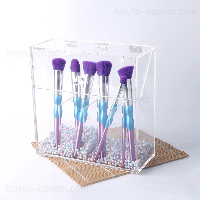ふた付きの安いアクリル化粧ブラシホルダークリアメイクオーガナイザー 
