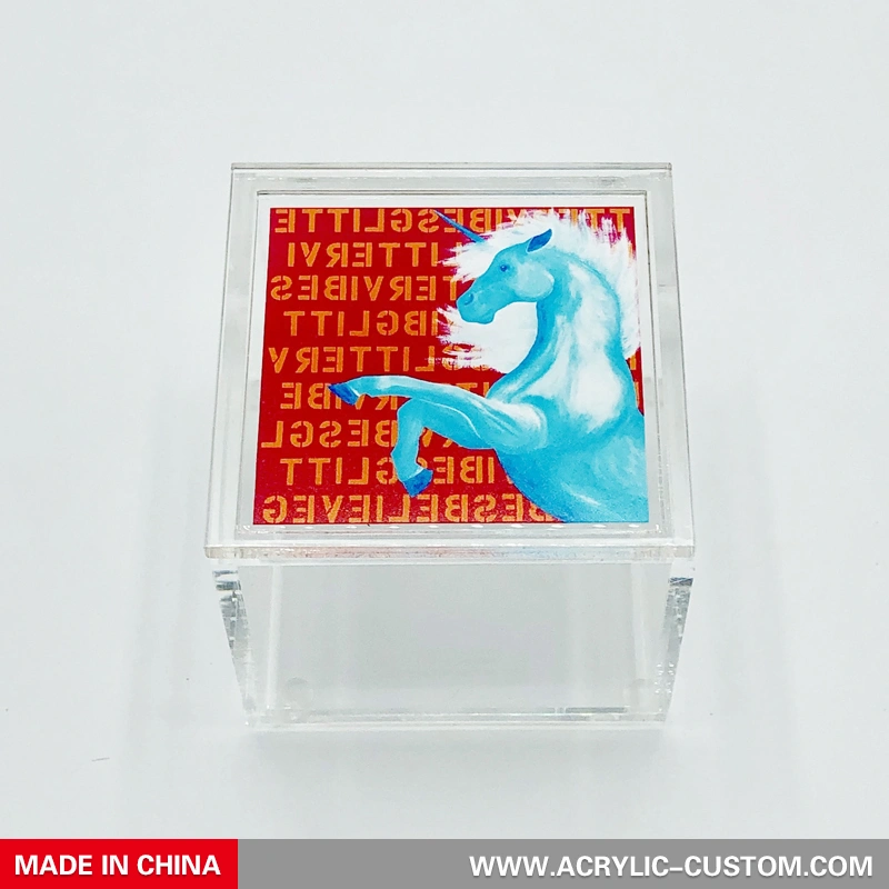 工場出荷時の価格アクリル ボックス uv プリント パターン クリア ギフト包装ボックス 