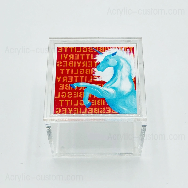 工場出荷時の価格アクリル ボックス uv プリント パターン クリア ギフト包装ボックス 