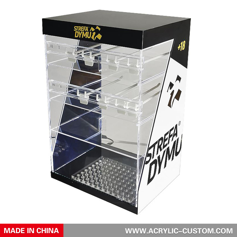 Custom E Cigarette Juice Display Acrylic Display Cabinets With Lock