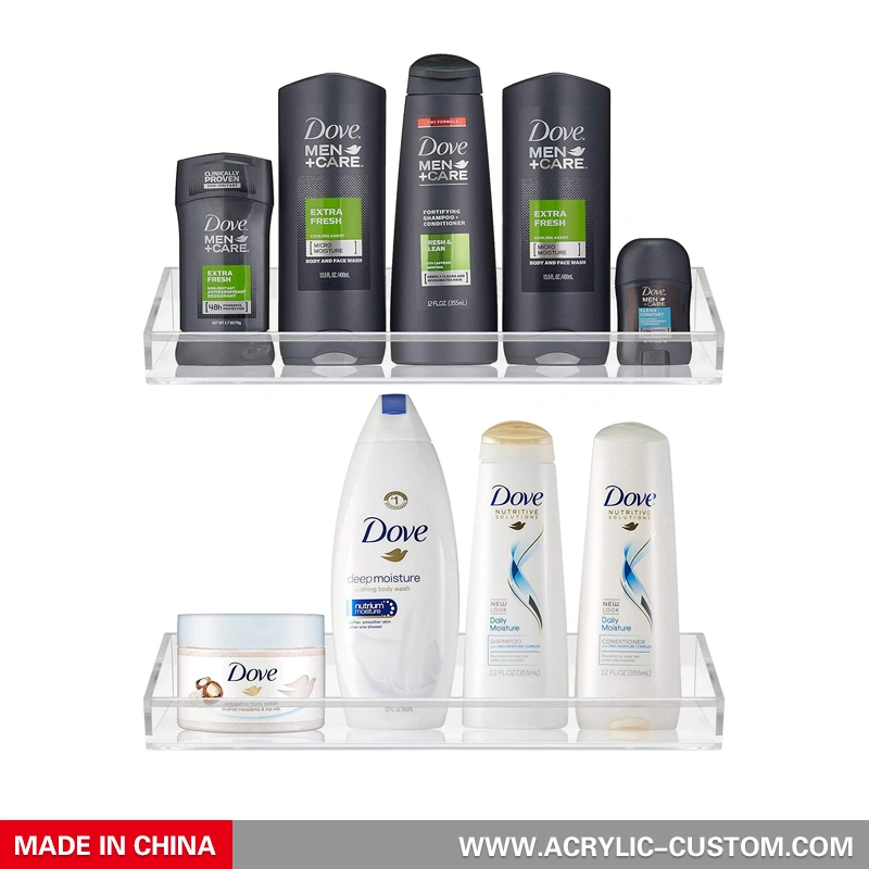 工場価格アクリルフローティングシェルフクリアバスルームシェルフ収納用 