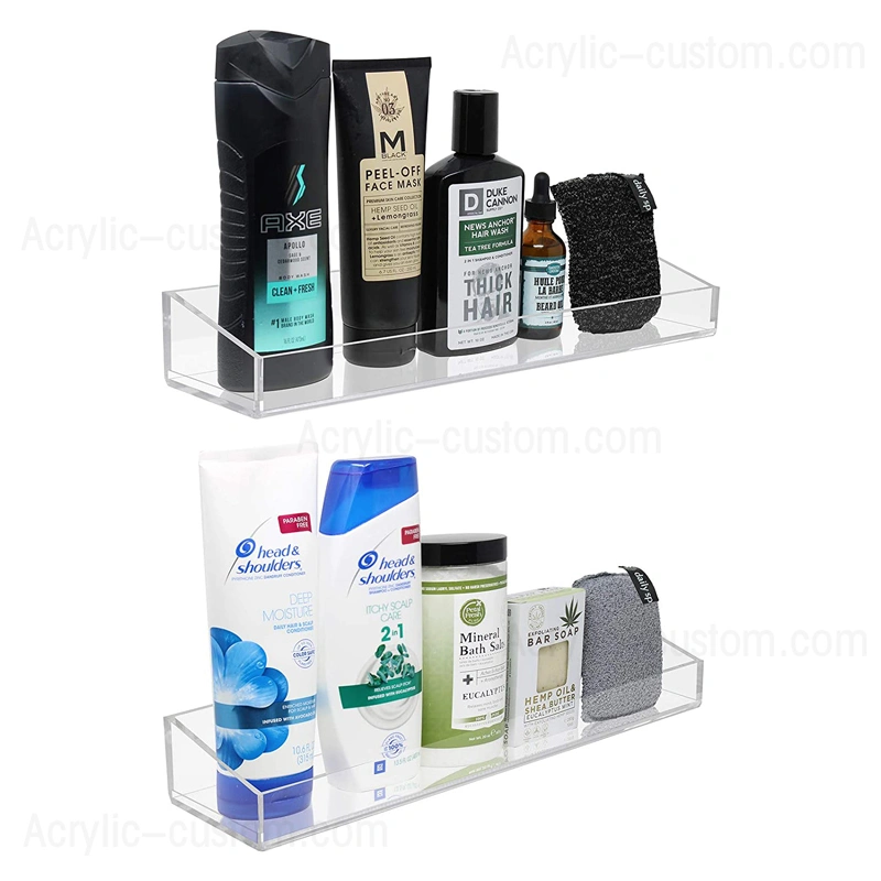 工場価格アクリルフローティングシェルフクリアバスルームシェルフ収納用 