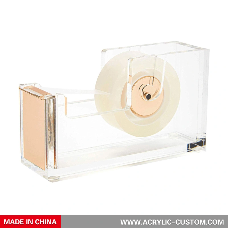 テープディスペンサー、金のアクセントのカッティングブレード付きアクリルテープディスペンサー 