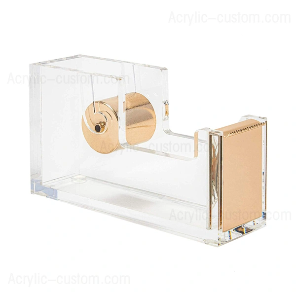 テープディスペンサー、金のアクセントのカッティングブレード付きアクリルテープディスペンサー