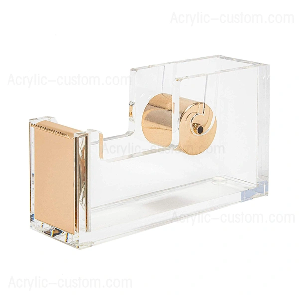 テープディスペンサー、金のアクセントのカッティングブレード付きアクリルテープディスペンサー