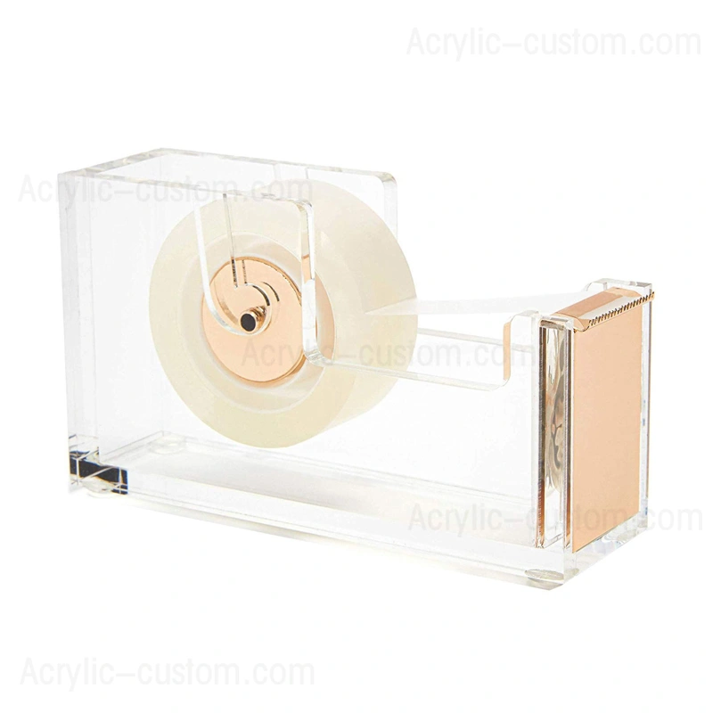 テープディスペンサー、金のアクセントのカッティングブレード付きアクリルテープディスペンサー 