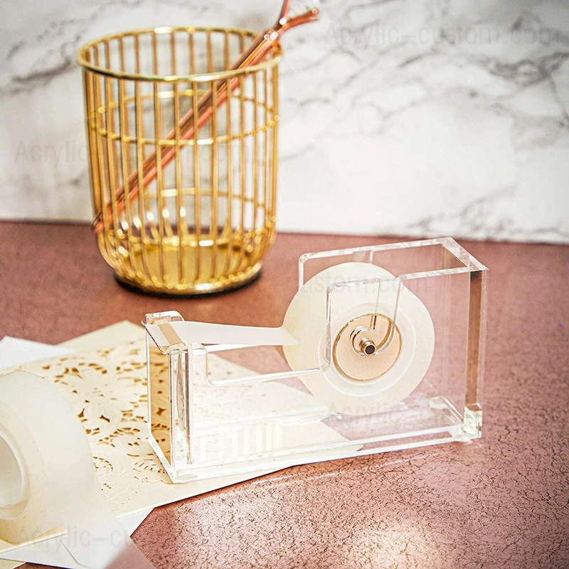 テープディスペンサー、金のアクセントのカッティングブレード付きアクリルテープディスペンサー 