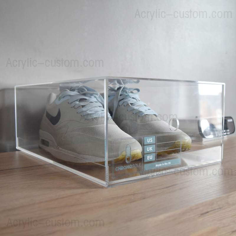 Clear Sliding Acrylic Sneaker Display Box Acrylic Shoe Box Factory