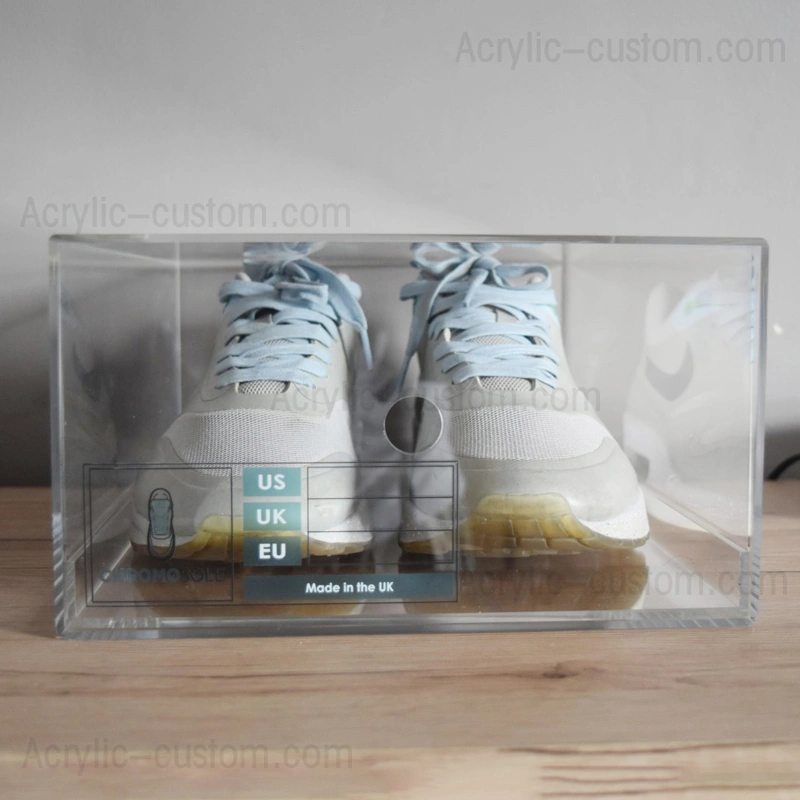 クリアスライディングアクリルスニーカーディスプレイボックス-アクリル靴箱工場 