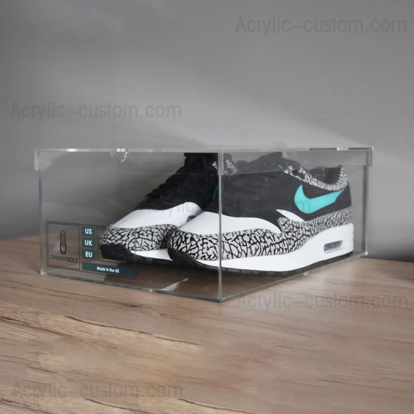 蓋付きアクリルクリアシューズボックス-アクリルスニーカーディスプレイボックス工場 