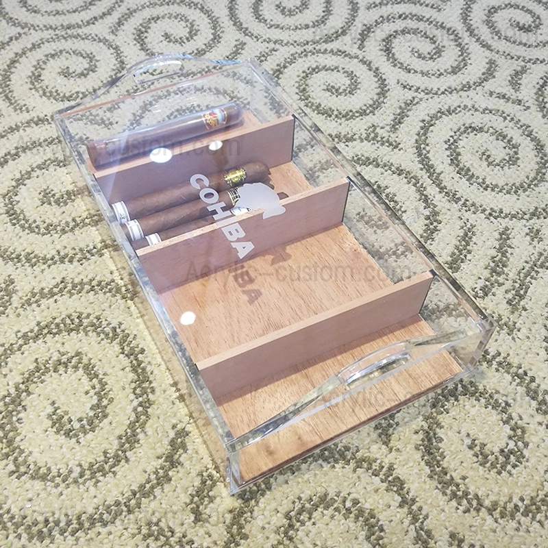 高品質のアクリルシガーヒュミドールロゴ3セパレートシガーボックス| アクリルカスタムメーカー