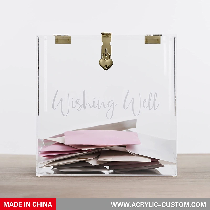 よく願う結婚式のための透明なアクリルギフトカードボックス 