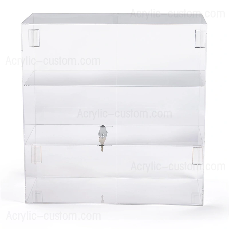 アクリルの陳列ケース、安全ドアが付いている透明なアクリルの陳列棚 