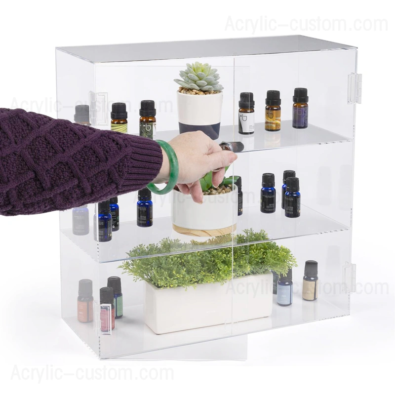 アクリルの陳列ケース、安全ドアが付いている透明なアクリルの陳列棚 