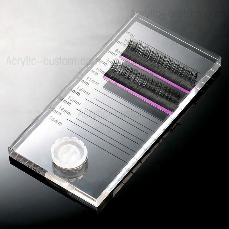 クリスタルラッシュパレットガラスまつげエクステタイル、接着剤スタンド付き 