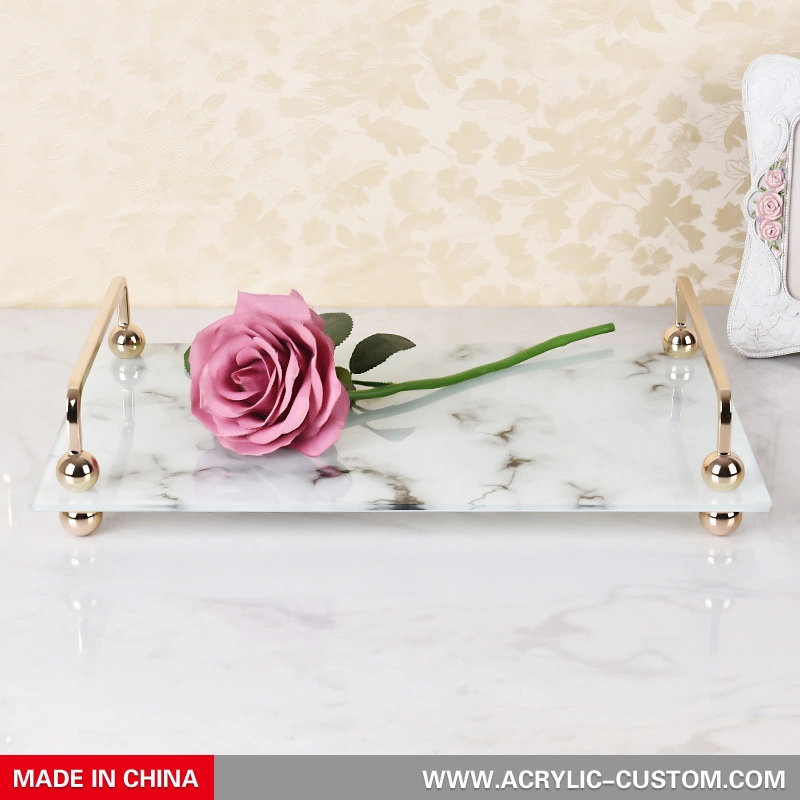 大理石のトレイ| ハンドル付きの豪華な大理石の食品デザートトレイケーキスタンド