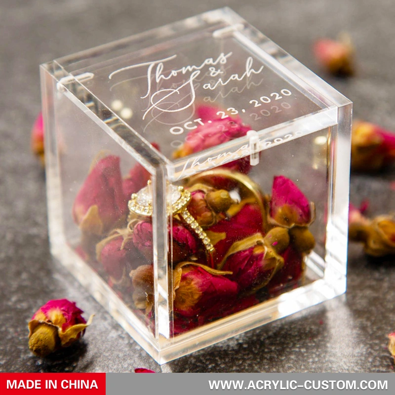 Custom Jewelry Storage Box - Square Acrylic Ring Box